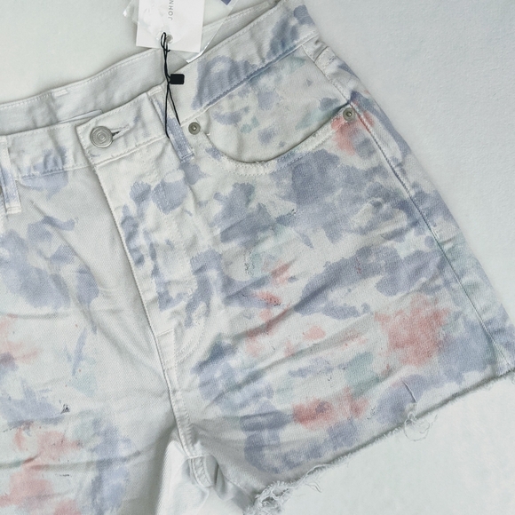 John Elliott Denim Shorts Tie Dye 5-Pocket Fray Hem White Purple Push Pop 29 NWT - Picture 5 of 14
